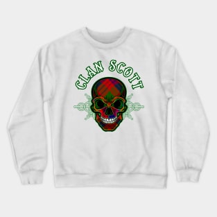 Scottish Clan Scott Tartan Celtic Skull Crewneck Sweatshirt